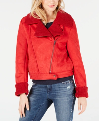 Shop The Fifth Label Faux-fur Moto Jacket In Red