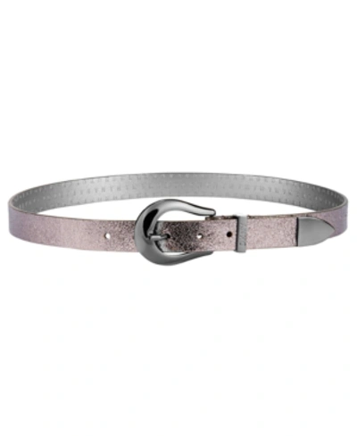 Shop Dkny Metallic Tipped Belt, Created For Macy's In Gunmetal