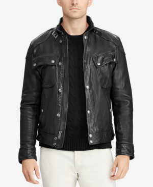 polo leather biker jacket