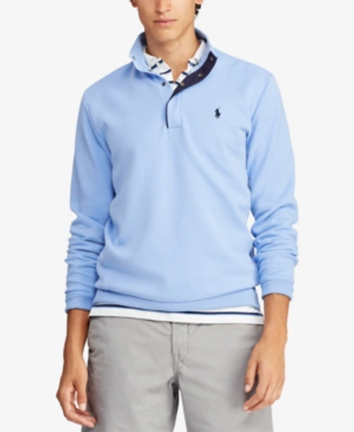 Shop Polo Ralph Lauren Men's Big & Tall Double-knit Half-zip Pullover In Collin Blue
