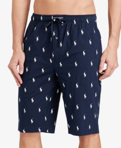 Shop Polo Ralph Lauren Men's Big & Tall Cotton Pajama Shorts In Cruise Navy