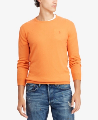 Shop Polo Ralph Lauren Men's Cashmere Crew Neck Sweater In Flare Orange