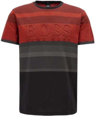 Shop Hugo Boss Boss Men's Striped Logo-graphic Cotton T-shirt In Black