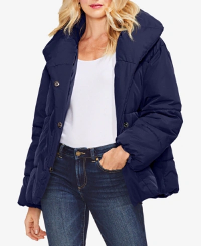Shop Vince Camuto Hooded Puffer Jacket In Classic Navy