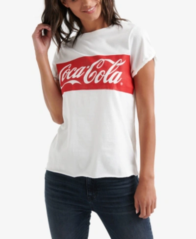 Shop Lucky Brand Cotton Coca-cola Banner T-shirt In Lucky White