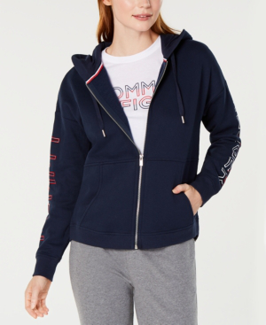 Tommy Hilfiger Sport Zip-up Logo Hoodie In Navy | ModeSens