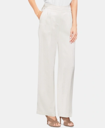 Shop Vince Camuto Satin Pleated-waist Pants In Pearl Ivory