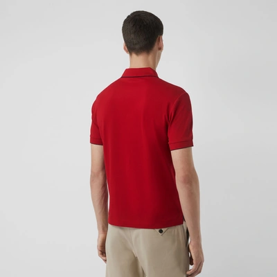 Shop Burberry Tipped Cotton Piqué Polo Shirt In Military Red