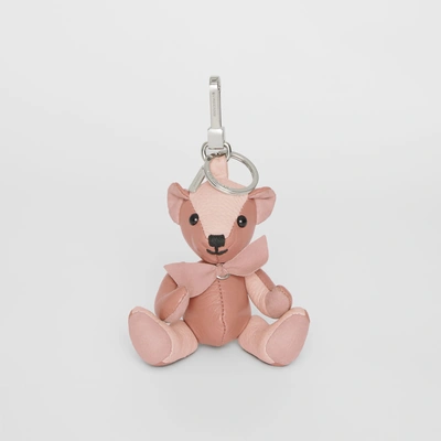 Shop Burberry Thomas Bear Charm In Leather In Copper Pink/chalk Pink