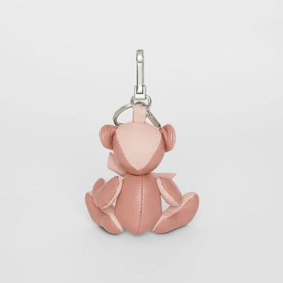 Shop Burberry Thomas Bear Charm In Leather In Copper Pink/chalk Pink