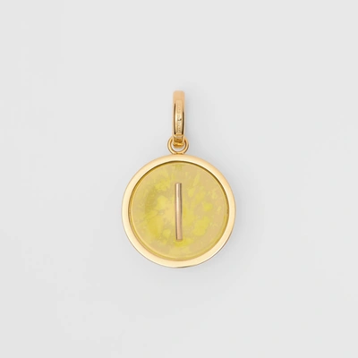 Shop Burberry Marbled Resin ‘i' Alphabet Charm In Gold/mimosa