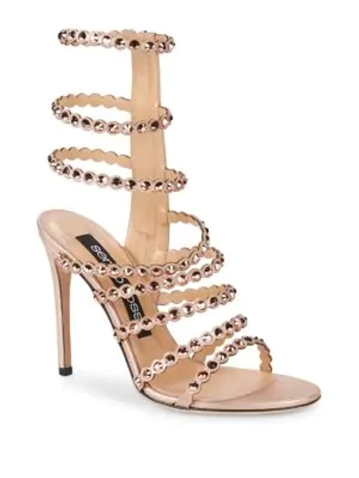 Shop Sergio Rossi Kimberly Crystal Gladiator Sandals In Rust Multi