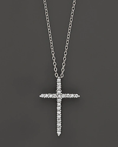Shop Roberto Coin Diamond Cross Necklace Set In 18k White Gold, 18