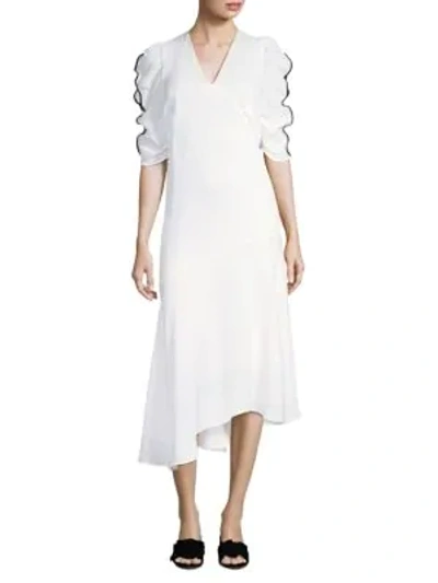 Shop Prose & Poetry Shirley Tie-back Asymmetrical Dress In Alabaster