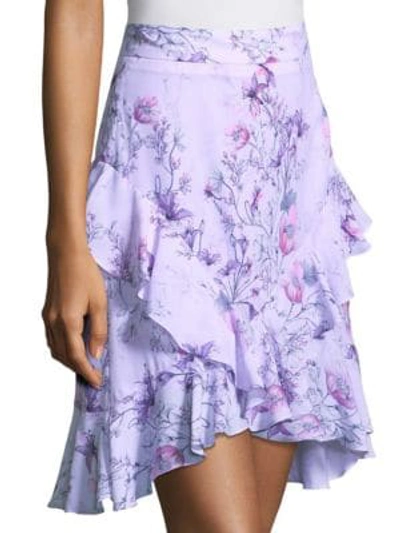 Shop Prose & Poetry Tessie High-waist Orchid-print Skirt In Lavender
