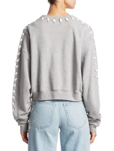 Shop Jonathan Simkhai Cropped Whipstitch Sweatshirt In Grey