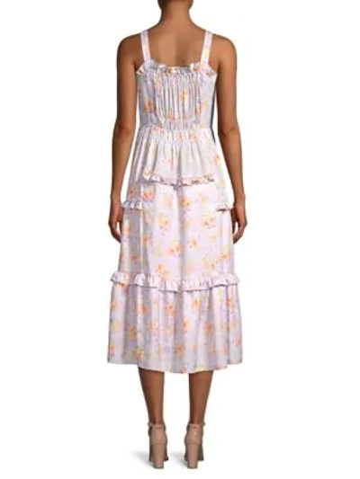 Shop Rebecca Taylor Emilia Silk Midi Dress In Lavender
