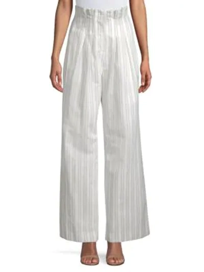 Shop Rebecca Taylor Striped Wide-leg Pants In White Multi