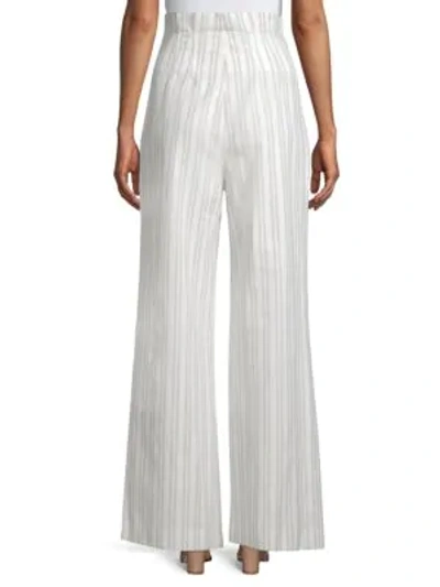 Shop Rebecca Taylor Striped Wide-leg Pants In White Multi