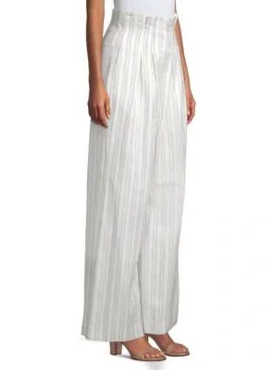 Shop Rebecca Taylor Striped Wide-leg Pants In White Multi