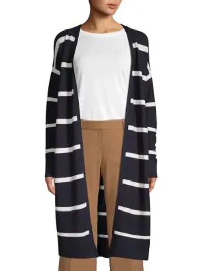 Shop Lafayette 148 Striped Knit Cardigan In Ink Multi