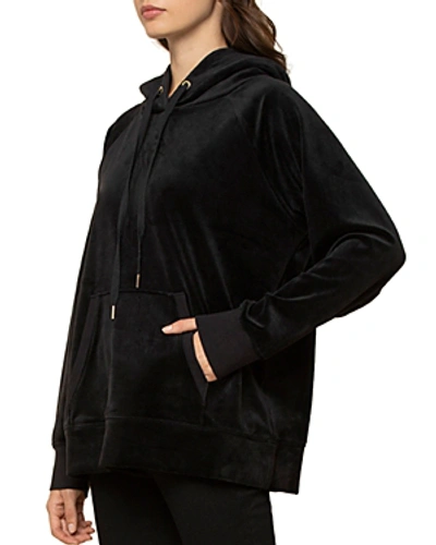 Shop Juicy Couture Black Label Luxe Velour Hooded Sweatshirt In Pitch Black