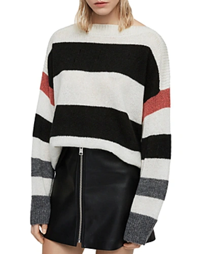Shop Allsaints Suwa Striped Sweater In Chalk/black