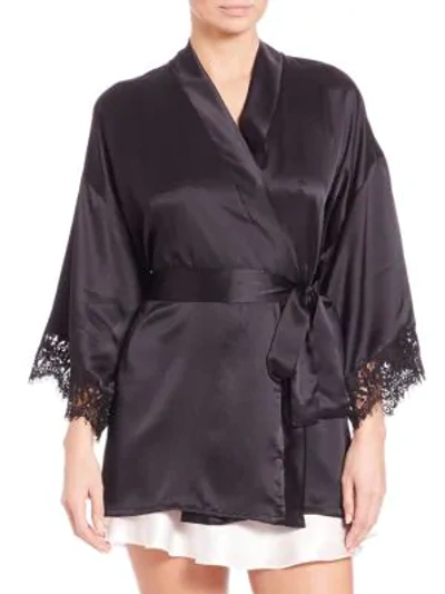 Shop Hanky Panky Lady Catherine Silk Robe In Black