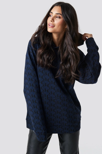 Shop Chloexnakd Oversized Monogram Hoodie - Blue In Dk Navy