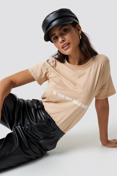 Shop Chloexnakd Be Your Own Sugar Daddy Tee - Beige