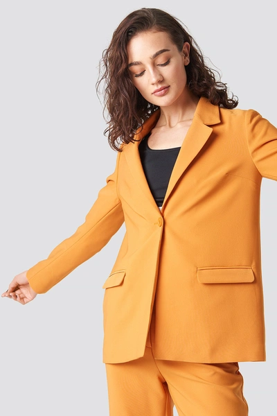 Shop Astrid Olsen X Na-kd Single Button Blazer Orange In Burnt Orange
