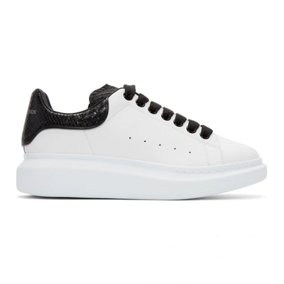 Shop Alexander Mcqueen White & Black Python Oversized Sneakers