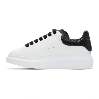 Shop Alexander Mcqueen White & Black Python Oversized Sneakers