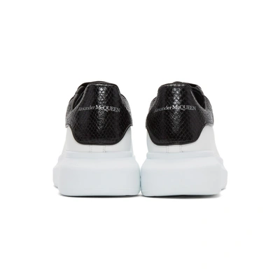 Shop Alexander Mcqueen White & Black Python Oversized Sneakers
