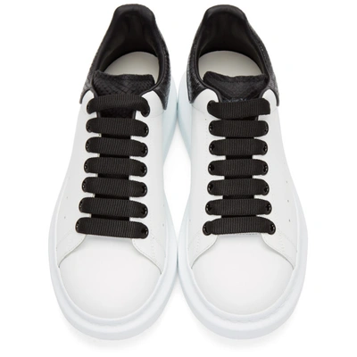 Shop Alexander Mcqueen White & Black Python Oversized Sneakers