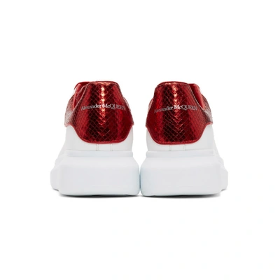 ALEXANDER MCQUEEN 白色 AND 红色蟒蛇纹大廓形运动鞋