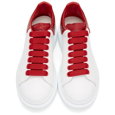 Shop Alexander Mcqueen White And Red Python Oversized Sneakers In 9093 Wt/red