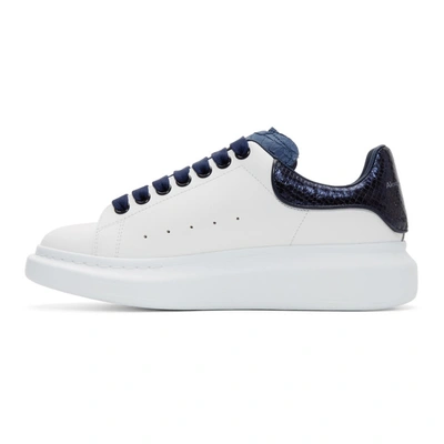 Shop Alexander Mcqueen White And Blue Python Oversized Sneakers In 9095 Wt/blu