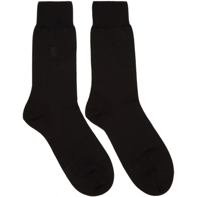 Shop Alexander Mcqueen Black Tonal Skull Socks In 1000 Black