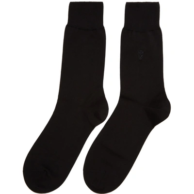 Shop Alexander Mcqueen Black Tonal Skull Socks In 1000 Black