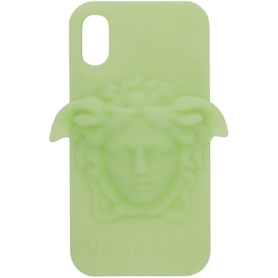Shop Versace Green 3d Medusa Iphone X Case In Dlu Glow
