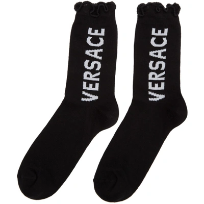 Shop Versace Black Ruffles Socks In I463 Black