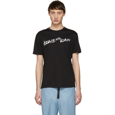 Shop Versace Black  With Love T-shirt In A99c Blk/wt