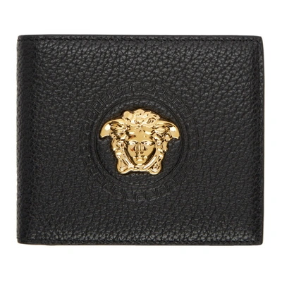 Shop Versace Black Large Medusa Wallet In D410h Bk/go