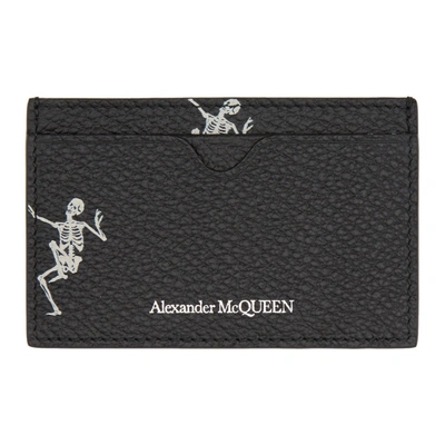 Shop Alexander Mcqueen Black Dancing Skeleton Card Holder
