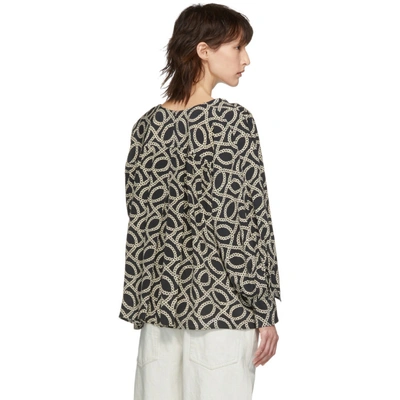 Shop Isabel Marant Black And Off-white Andora Blouse In Bkec Blk/ec