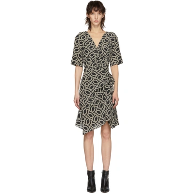 Shop Isabel Marant Black And Off-white Arodie Dress In Bkec Blk/ec