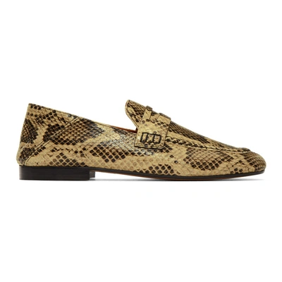 Shop Isabel Marant Tan Snake Fezzy Loafers