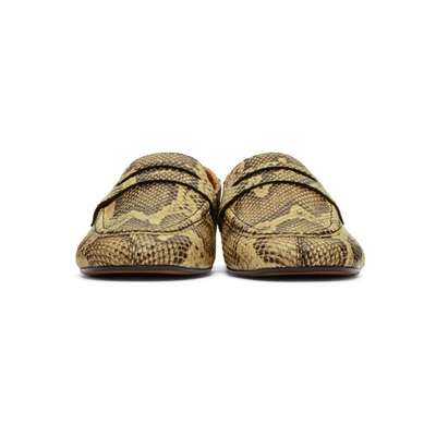 Shop Isabel Marant Tan Snake Fezzy Loafers