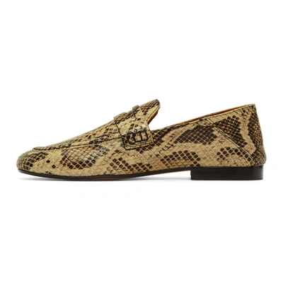 Shop Isabel Marant Tan Snake Fezzy Loafers